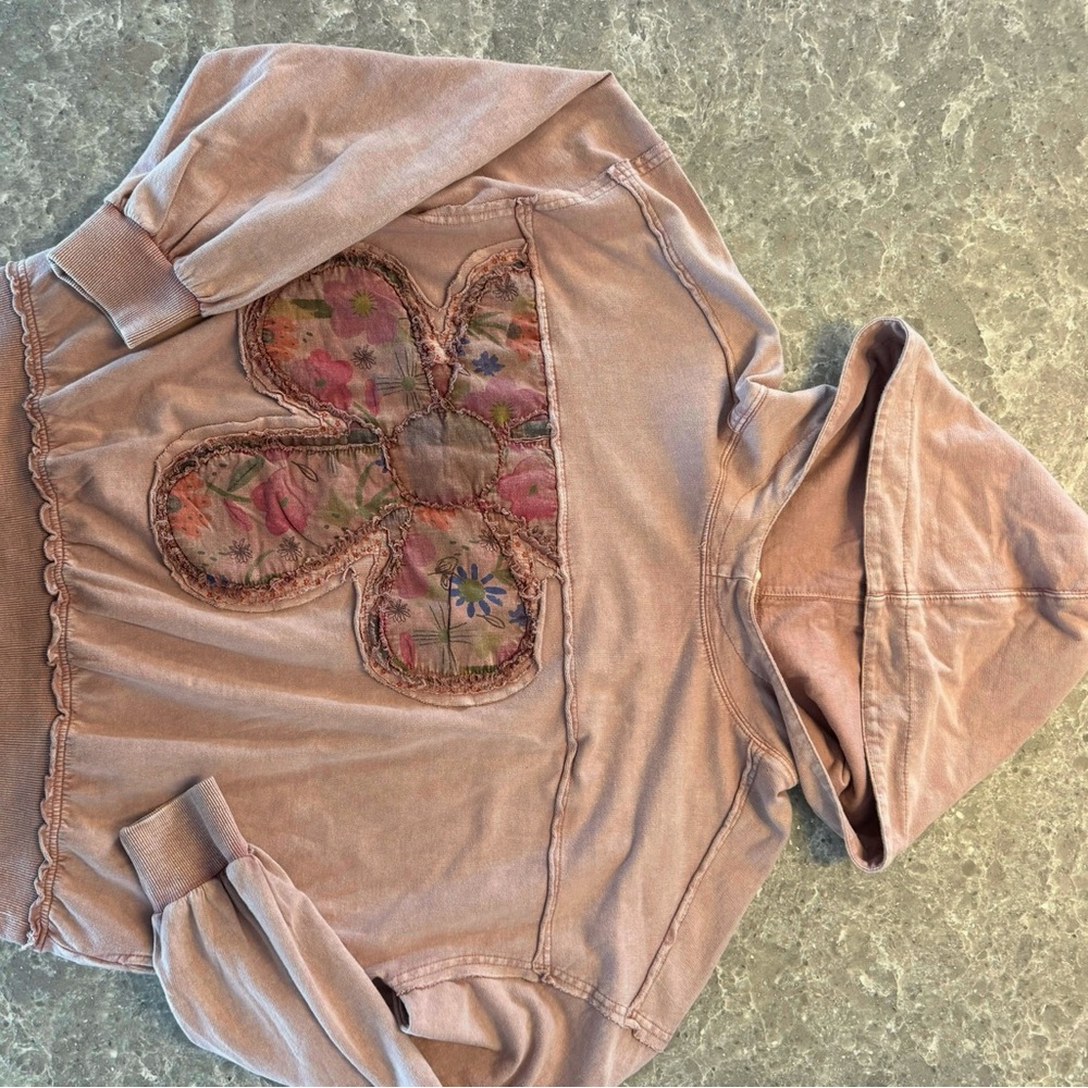 Floral Accent Mauve Hoodie